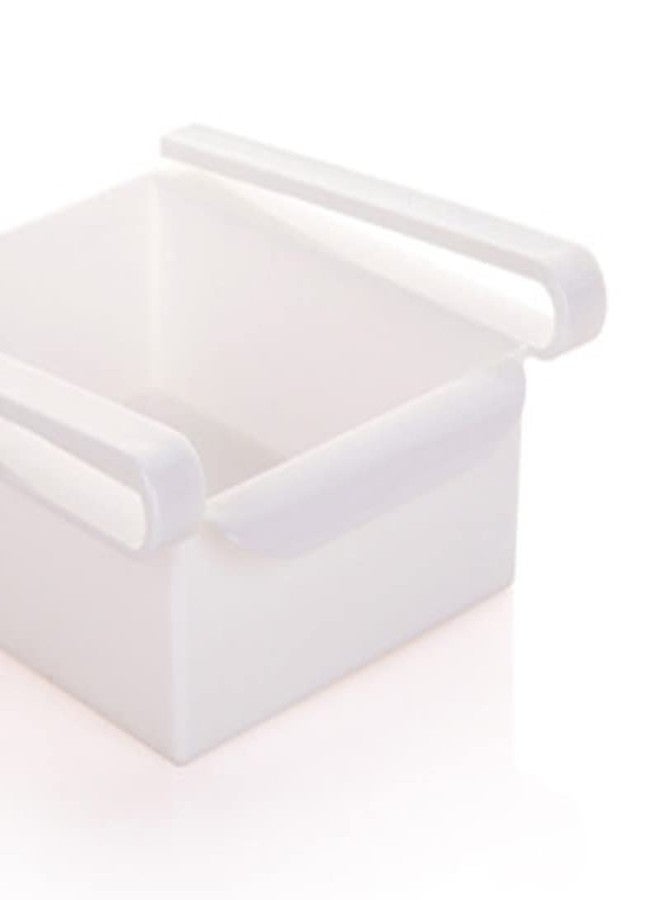 Sunicon Fridge Drawer Organizer, Plastic White Refrigerator Organizer Bins, Refrigerator Food Case Storage Kitchen Organizer Pull Out with Handle, for Fridge Shelf Under 0.5 inch(15.5 x 16.5 x 7cm) - Image 3
